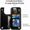 thumbnail image 2 of Dteck for iPhone 13 Pro Wallet Case with Card Holder, Butterfly Flower Embossed Faux Leather Kickstand Card Slots Case, Handmade Shockproof Protective Slim Soft Flip Phone Case 2021 6.1", Black, 2 of 6