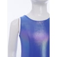 thumbnail image 5 of TSSOE Girls Glossy Dance Leotard and Shorts Set Sleeveless Criss-Cross Back Bodysuit Top + Shorts Scrunchies for Ballet Blue 7-8, 5 of 7