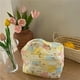 thumbnail image 4 of Bolso de maquillaje de algodón acolchado - Diseño de oso floral y puntos, bolsa cosmética grande de viaje, 9,84x6,29x6,29 pulgadas, blanco y amarillo, 4 of 9