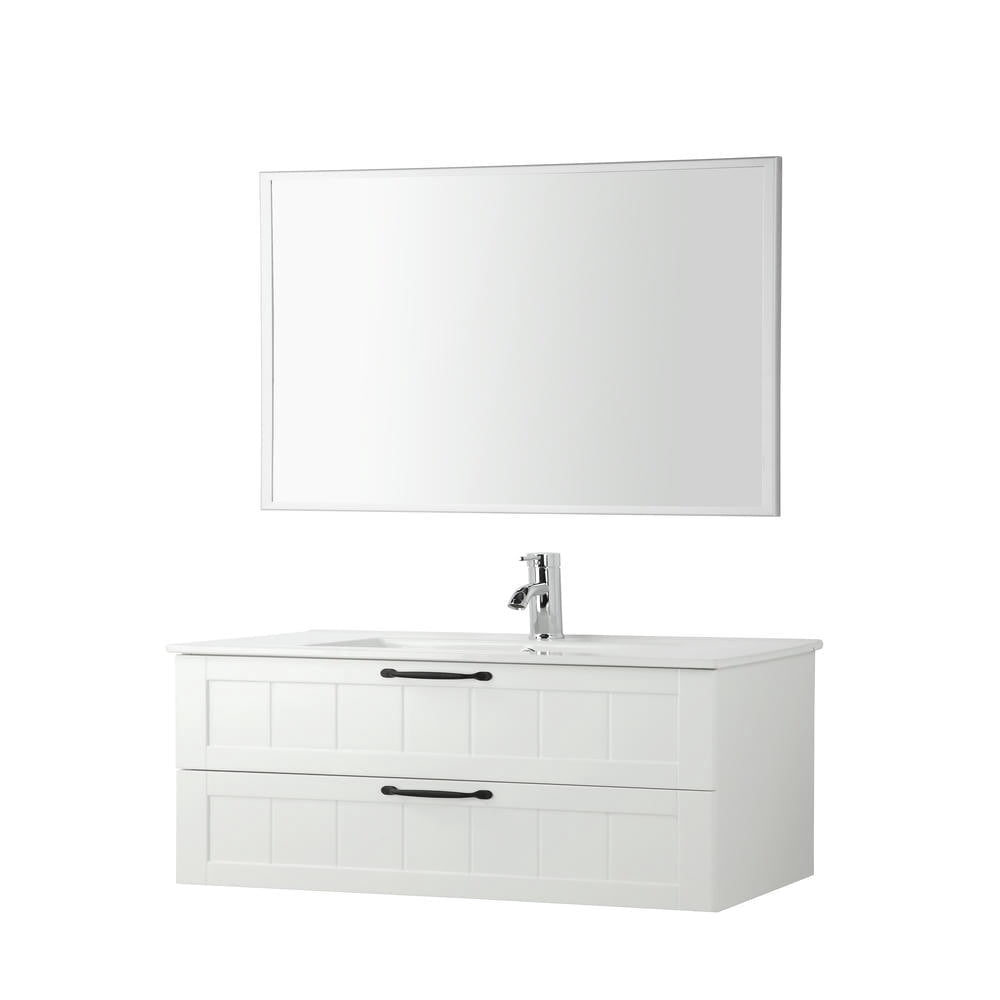 GVN Bath Cabinet, Bathroom Wall Cabinet,31.5" Bathroom Vanities Cabinet with Sink Combo, Soft-Close System, 2 Extra Big Drawers, White