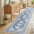 thumbnail image 4 of MeyJey 2'x10' Oriental Vintage Runner Rug for Hallways, Non-Slip Machine Washable Area Rug for Bedroom/Living/Dining/Laundry Room Carpet, Gray/Blue/Navy, 4 of 15