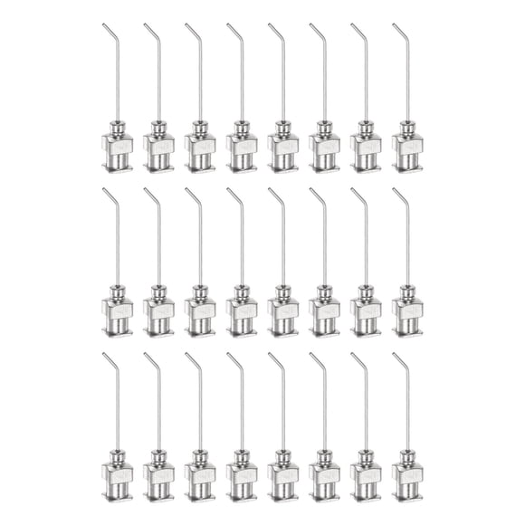 Unique Bargains Blunt Tip Dispensing Needle 21 Gauge 1 Inch 45 Degrees Bent Flow, Silver Tone, 24pcs