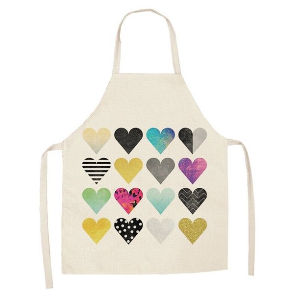 Delantal Lino Corazones De Colores 68X55Cm Likrtyny Arte Deco