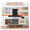 thumbnail image 4 of Rattan TV Stand 55 inch, Boho TV Console Cabinet, Mid Century Modern TV Stand with Adjustable Shelves, White, 4 of 7