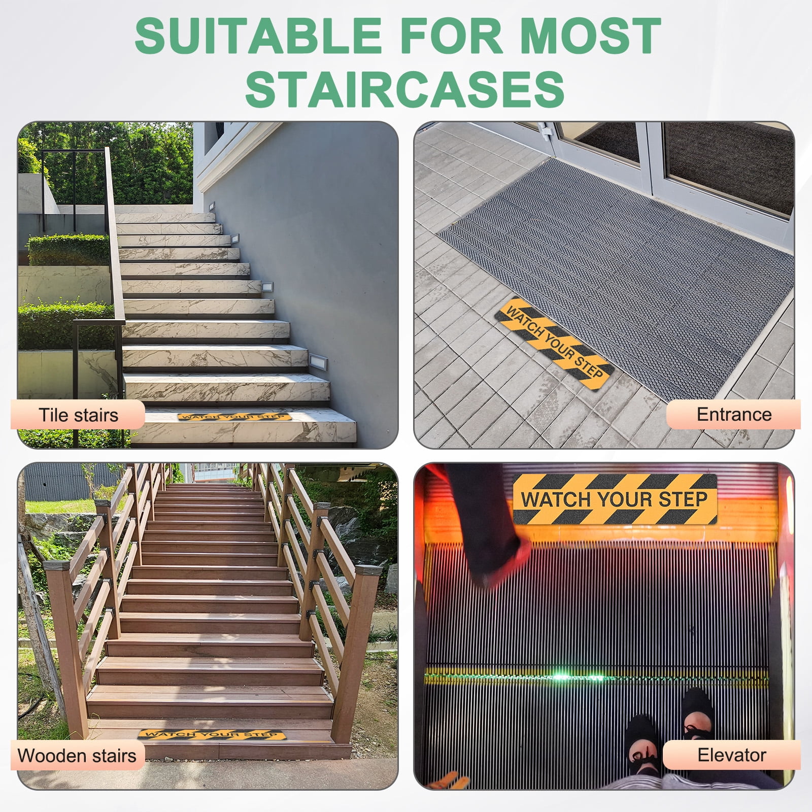 Uxcell 12-Pack WATCH YOUR STEP Floor Decals Stickers 6 x 24 Inch Watch Your Step Sign Warning Sticker Self-Adhesive