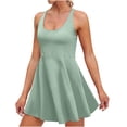 thumbnail image 5 of Alkepwun Plus Size Tennis Dress Solid-Color Casual Adjustable Simple Backless Jumpsuits Sleeveless 2-in-1 Athletic Tennis Golf Dress Underneath Workout Active Dresses with Built-in Shorts, 5 of 9