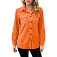 thumbnail image 4 of Womens Corduroy Shackets Jacket Plus Size Long Sleeve Button Down Retro Shirts Blouses Tops With Chest Pocket XL, 4 of 4