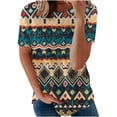 thumbnail image 1 of SMihono Hauts pour Femmes Été Décontracté Mode Confortable Col Rond Manches Courtes Imprimé Blouse T-shirt Oversize pour Femmes 2023, 1 of 5