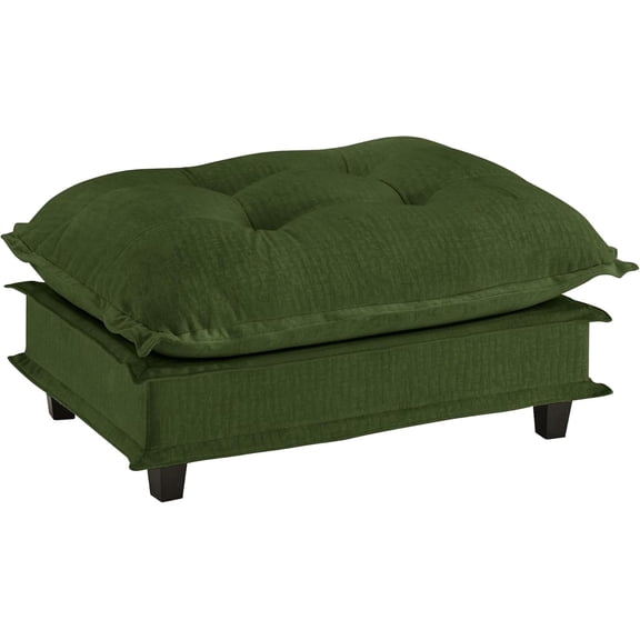 Green Chenille Ottoman, Modular Sofa Footrest with Deep Cushioned Seat, Soft Upholstered Foot Stool Bench, Multi-Use Accent Ottoman for Living Room Bedroom Lounge, 39” Wide, Comfortable & Durable