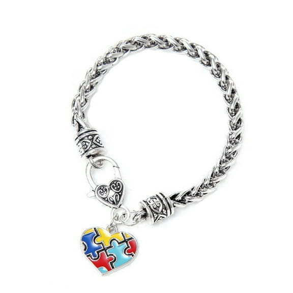 Bracelets Autism Awareness Puzzle Small Charm Bracelet Colorful Enamel Puzzle