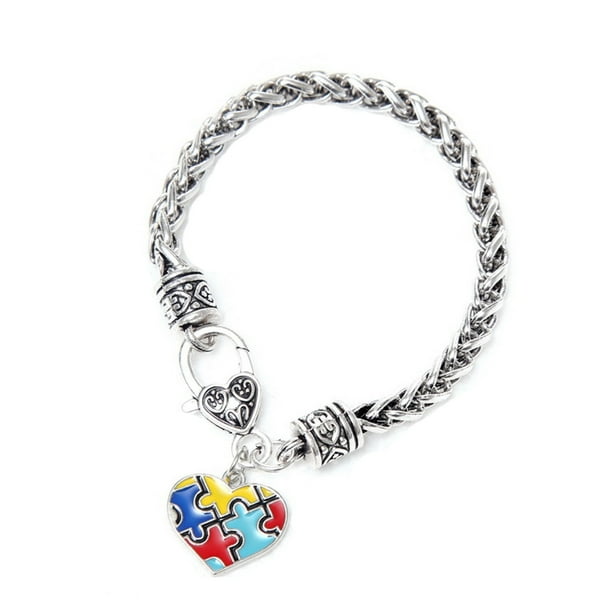 Pulsera Charm Esmalte Colorido Pequeño Conciencia Puzzle Puzzle Pulseras
