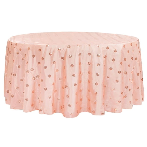 1 Pc, Sequin Embroidery Taffeta 120" Round Tablecloth - Blush/Rose Gold(Machine Washable) For Home & Events Decor