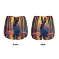 thumbnail image 3 of Yiaed Neon Rabbit In Archway Print Women's Running Shorts with Liner 3 Zipper Pockets Elastic Workout Athletic Gym Yoga Shorts-Large, 3 of 7