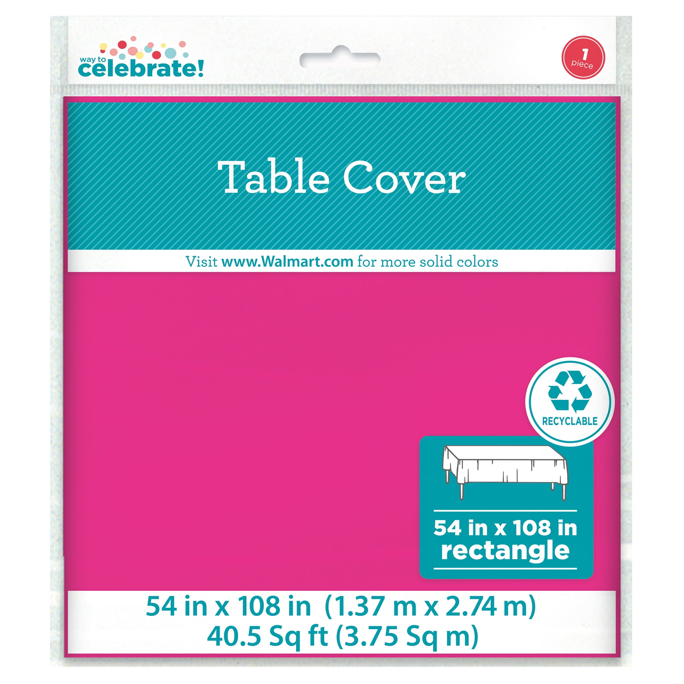 (6 pack) 1CT 54 IN x 108IN Pink Rectangular Plastic Table Covers by Way To Celebrate