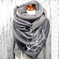 thumbnail image 2 of Women Feather Print Cotton Winter Warm Button Up Scarf, 2 of 3