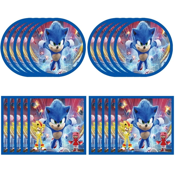 NIANBEI Sonic Birthday Party Supplies, 20 Plates, 20 Napkins for Sonic