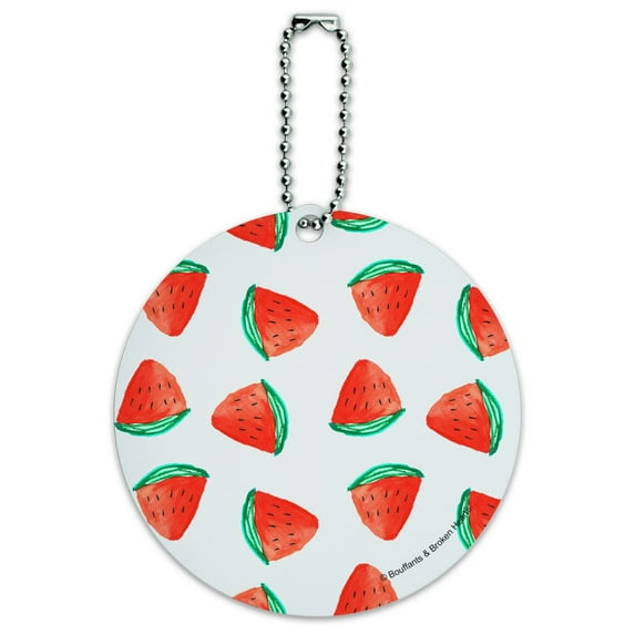 Watermelon Slices Summer Pattern Round Luggage ID Tag Card Suitcase Carry-On