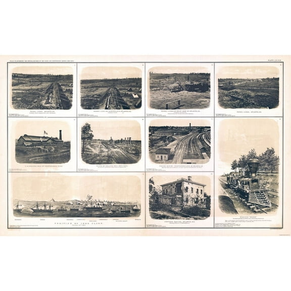 Historical Civil War Map - Georgia Tennessee Rebel Lines - Bien 1894 - Vintage Wall Art