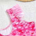 thumbnail image 6 of Likimi Kids Girls Two Piece Swimsuits With Swim Ruffles Skirt Crew Neck Printed Fly Sleeve Fashionable Swimwear For Beach Pool Pink Size 6-7 Years, 6 of 7