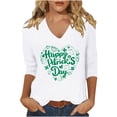 thumbnail image 2 of St Patricks Day Shirts for Women V Neck Graphic Tees Funny Festival Blouse 3/4 Sleeve Tunic Tops, White D 2XL, 2 of 4