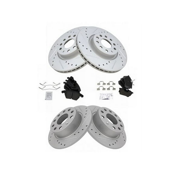 Front and Rear Brake Pad and Rotor Kit - Compatible with 2013 - 2018 Volkswagen Jetta 2014 2015 2016 2017