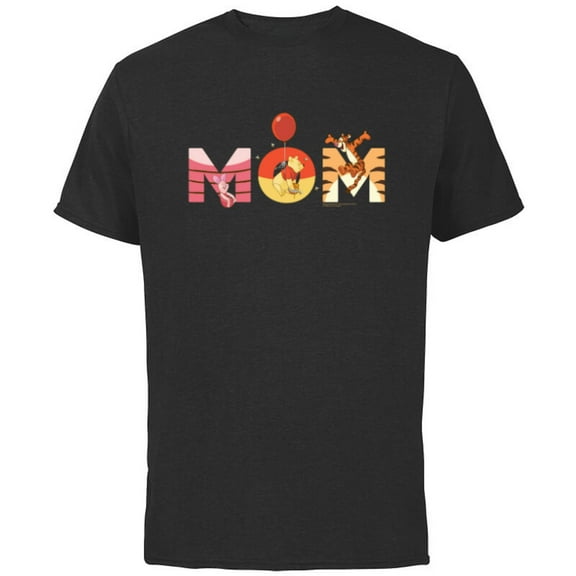 Disney Winnie the Pooh and Friends Mom Mother’s Day Birthday - Short Sleeve Cotton T-Shirt for Adults - Customized-Black