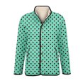 thumbnail image 3 of GrmtClth Quilted Jackets for Women Casual Polka Dot Printed Button Down Puffer Jackets Comfy Soft Stand Collar Fall Winter Padded Outerwear Green XS, 3 of 5