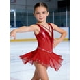 thumbnail image 5 of Haitryli Children Girls Ballet Lyrical Dance Outfits Competitions Clothes Figure Ice Skating Dress Gymnastics Tutu Skirt Red 8, 5 of 7