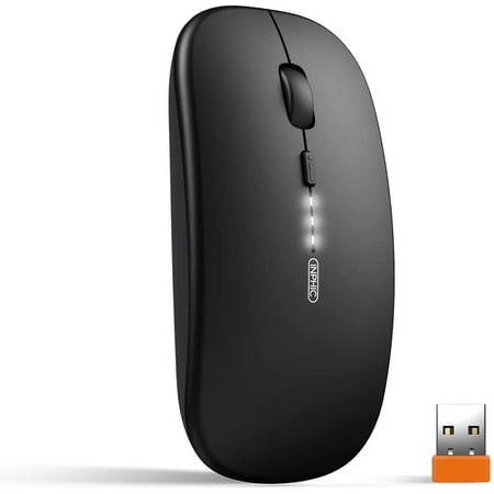 Souris sans fil silencieuse INPHIC, [mise à niveau : y niveau visible],  ordinateur de souris sans fil rechargeable ultra fin 2,4 G