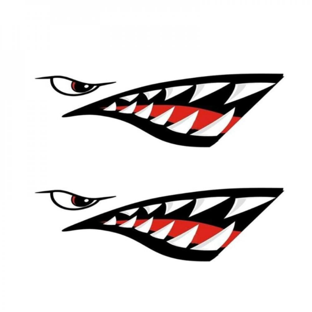 6pcs Shark Teeth Mouth Vinyl Decal Stickers For Kayak Canoe Dinghy Boat 