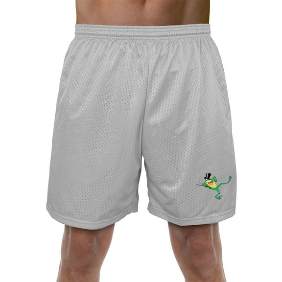 Looney Tunes Michigan J Frog Mens Lined Mesh Shorts, Silver, X-Large