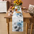 thumbnail image 2 of Blue Grey Spring Floral Cotton Linen Rectangle Table Runners 13"x60", Summer Botanical Flowers Butterfly Coffee Table Runner Dresser Scarves Table Runners for Wedding Party Banquet Dinner Decor, 2 of 8