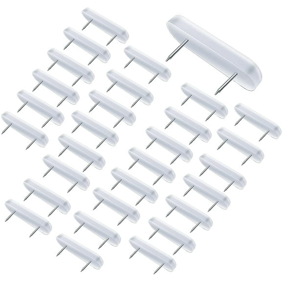 30 Pieces Bed Skirt Pins Bed Skirt Holding Pins Bed Skirt Pins or Holders Furniture Chair Leg Pins Nails Holding Pins Plastic Head Double Pins for Upholstery, Slipcovers and Bedskirts