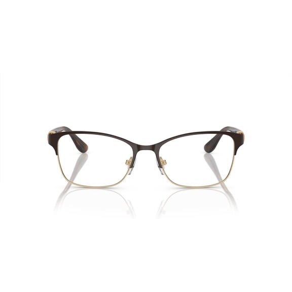 Vogue Women's Size 53 Rectangular VO4050 Prescription Eyeglasses with Case, Brown/Pale Gold
