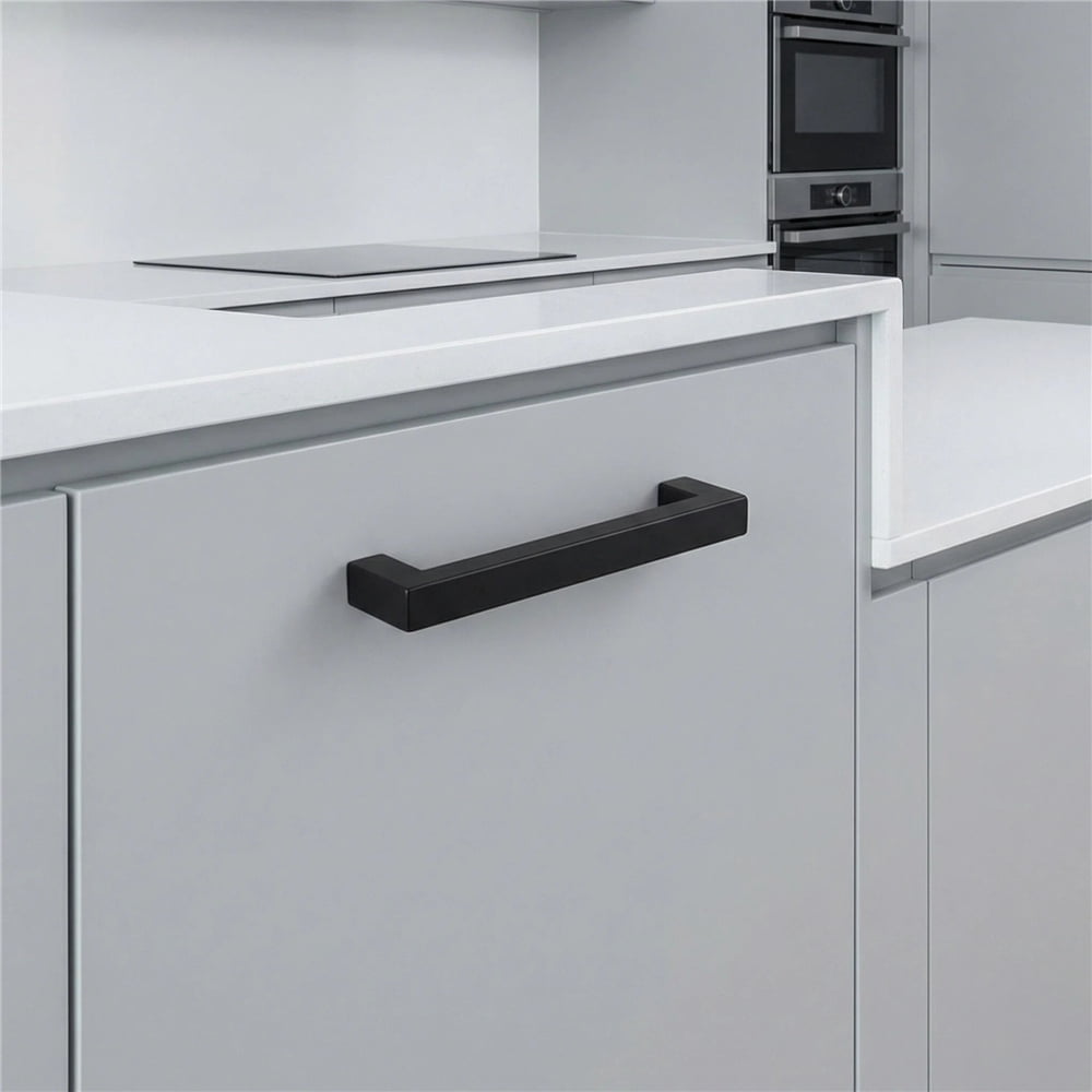 Fitviso 10 Pack 3.25 inch Center to Center Matte Black Square Cabinet Pulls