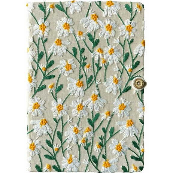 ipoul Grid Notebook, Hardcover, Lay Flat, A5, 8"x6", Squared Paper, Cute Journal for Women, Daisy Gifts, White