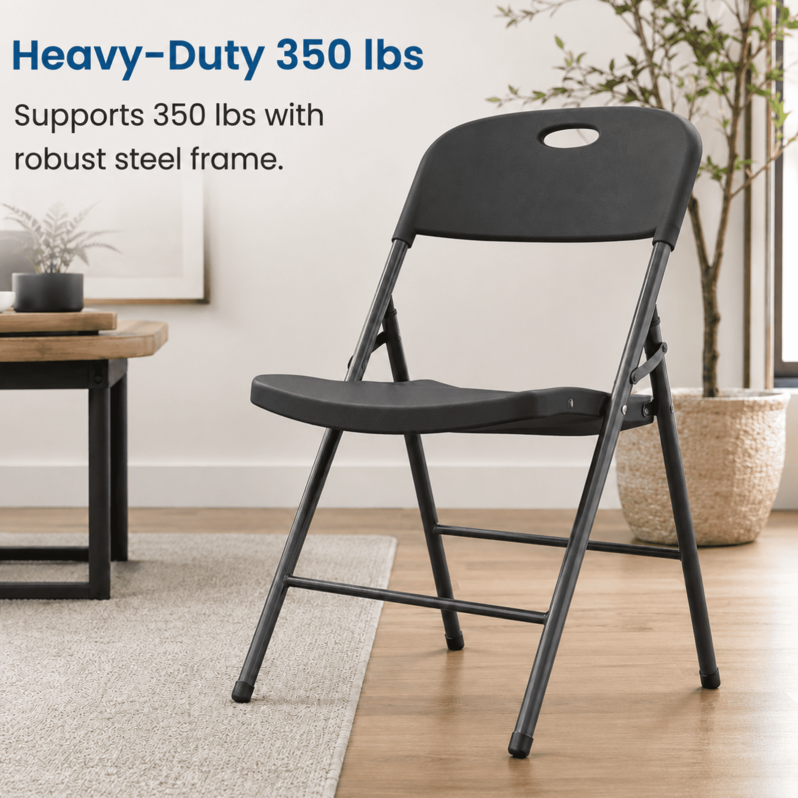 Alvantor Folding Chair, 350-Pound Capacity, Indoor Outdoor Plastic Commercial Stackable Foldable Guest Chairs for Events, Space-Saving