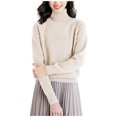thumbnail image 2 of NTACZA Loose Fitting Womens Sweaters Turtleneck Basic Yellow Sweaters Pullover Raglan Sleeve Knit Shirt Ladies Jumper M, 2 of 5