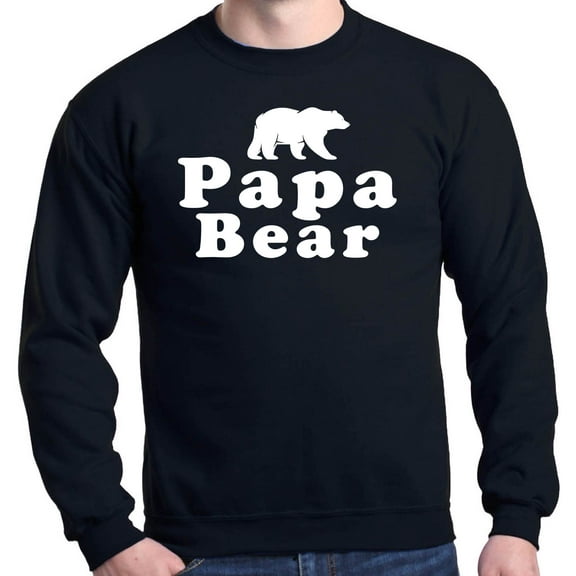 Shop4Ever Men's Papa Bear Father's Day Gift for Dad Crewneck Sweatshirt Large Black