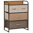 thumbnail image 3 of Spaco 4-Drawer Dresser, 3-Tier Storage Organizer with Fabric Drawers, Dresser with Steel Frame and Wooden Top for Bedroom Entryway, Brown, 3 of 10