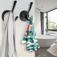 thumbnail image 3 of TOFIIGREM Ganchos para toallas negros, paquete de 2 ganchos para abrigos, gancho doble de metal resistente para batas de baño, ganchos para toallas de mano montados en la pared para cubículo, baño, co, 3 of 5