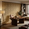 thumbnail image 3 of Fahomiss Abstract Geometric Acoustic Wood Slat Wall Tiles 4-Pack 24"x24", 3D Panel, Walnut, 3 of 11