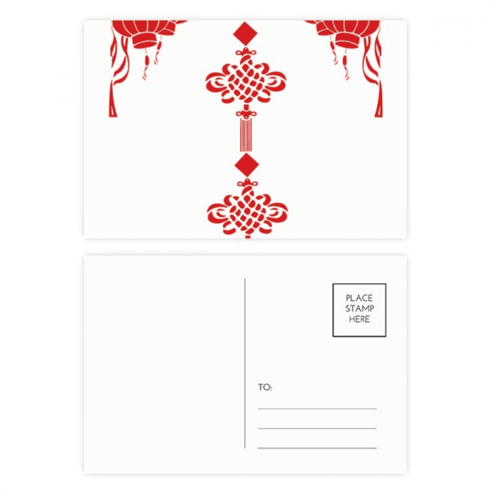 red chinese knot pattern postcard set birthday mailing thanks greeting card