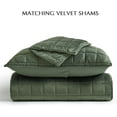 thumbnail image 5 of EVERGRACE Pearl Velvet Quilt Set King Size, Luxurious Soft Velvet Comforter Set, Lightweight Oversized Bedspread Coverlet, Box Stitch Quilted Bedding Sets for All Season, with 2 Shams, Olive Green, 5 of 8