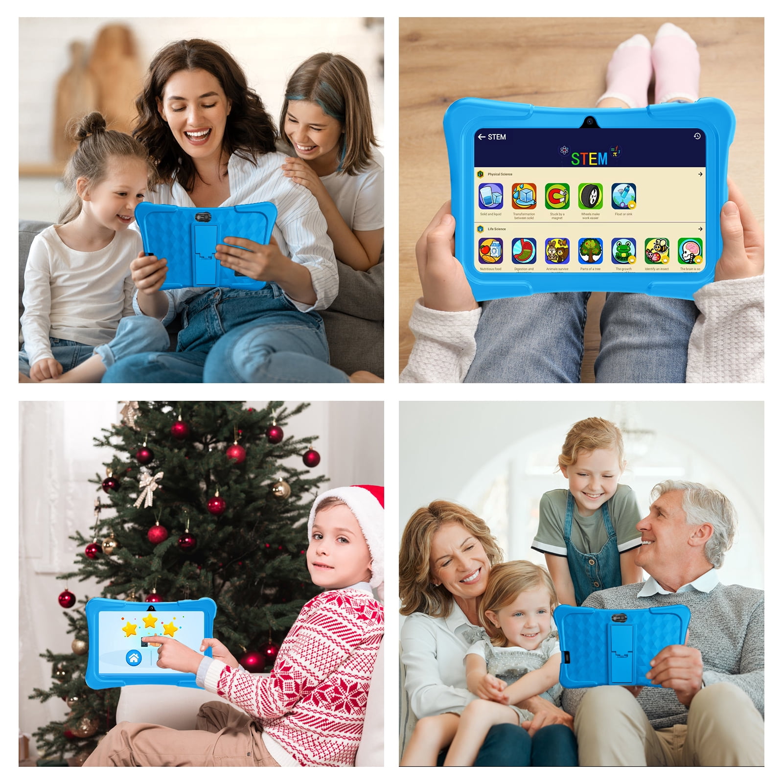 EDDBNi 7" Kids Tablet，6GB RAM 32GB ROM Android Tablet Computer for Children，parental controls，Eye Protection Toddler Tablet for Ages 4-12（light blue）