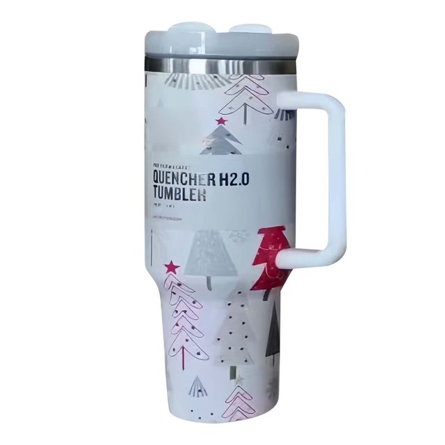 LILELIS a Must Have ! Outdoor Casual Car Cup Made of Stainless Steel Material with Convenient Handle and Straw Cup Design Making Every Trip Full of Warmth and Fashion! Cup White 26cm