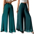 thumbnail image 3 of Women'S Chiffon Dress Beach Wide Leg Palazzo Pants Trouser Green XXL, 3 of 7