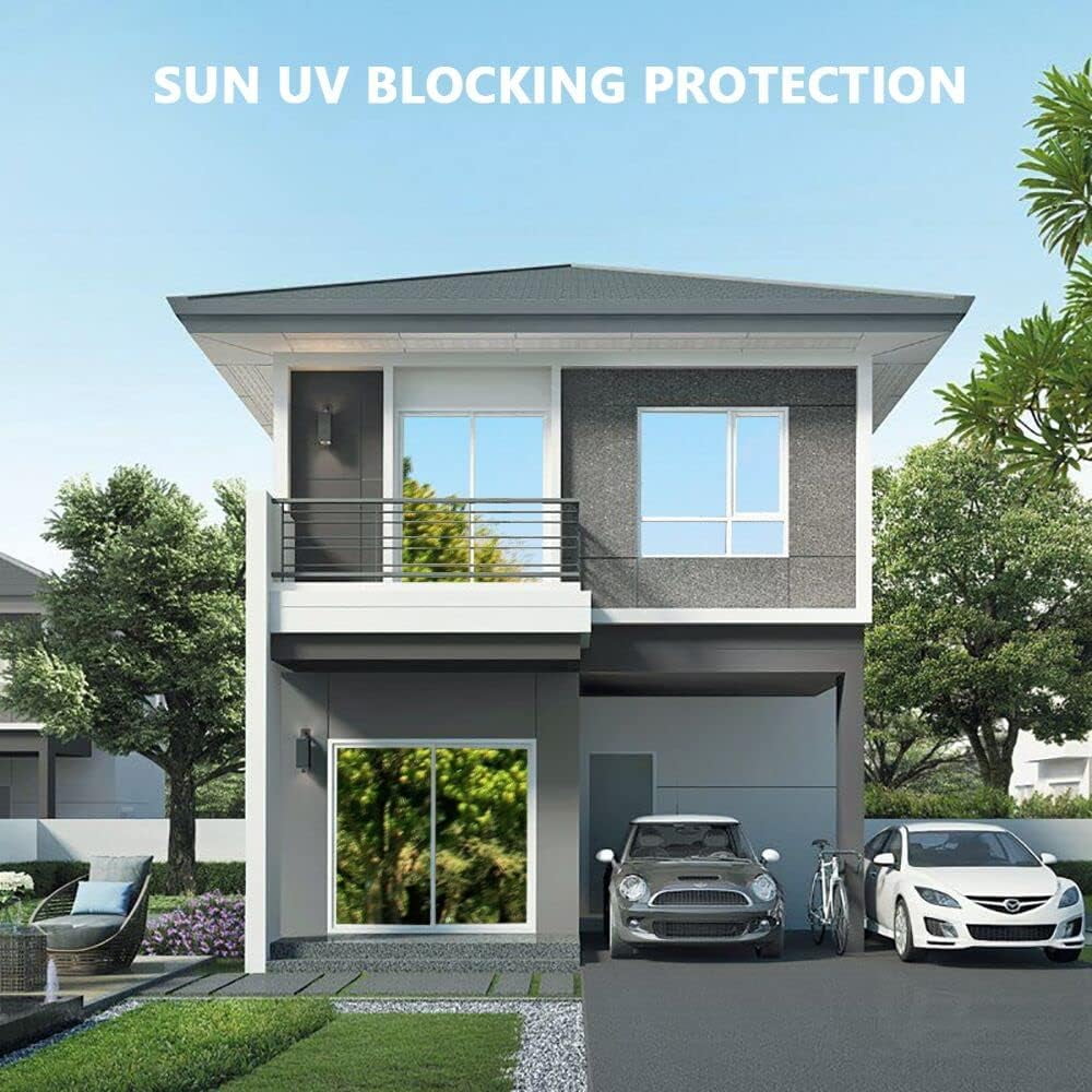 Window Film One Way Mirror Film Daytime Privacy Static Non-Adhesive Decorative Heat Control Anti UV Window Tint for Home and Office Silver for 19“Width
