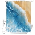 thumbnail image 2 of Abstract Waves Shower Curtains for Bathroom, Ocean Spray Beach Watercolor Surrealism Washable Fabric Shower Curtain with Hooks Waterproof Bathroom Decor Sets, 72 x 72 Inches, 2 of 9