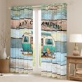 thumbnail image 2 of Castle Fairy Vintage Happy Camping Camper Blackout Curtains Set of 2 (52x84 Each) for Kids, Rustic RV Art Window Curtains for Bedroom, Blue Beige, 2 of 6